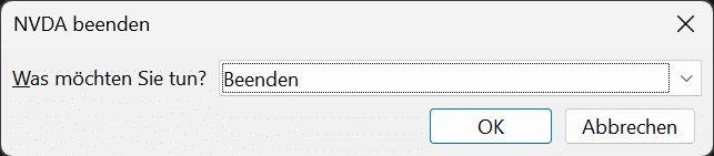 NVDA- Beenden bestätigen