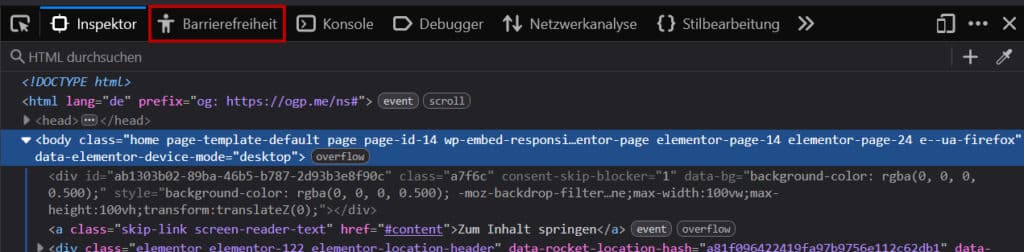 Entwicklerwerkzeuge von Firefox